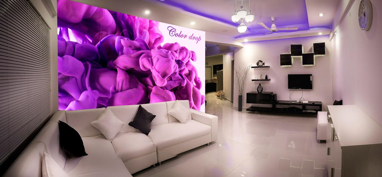 Фотообои флизелиновые абстракция для спальни/зала/кухни Сиреневые чернила в воде