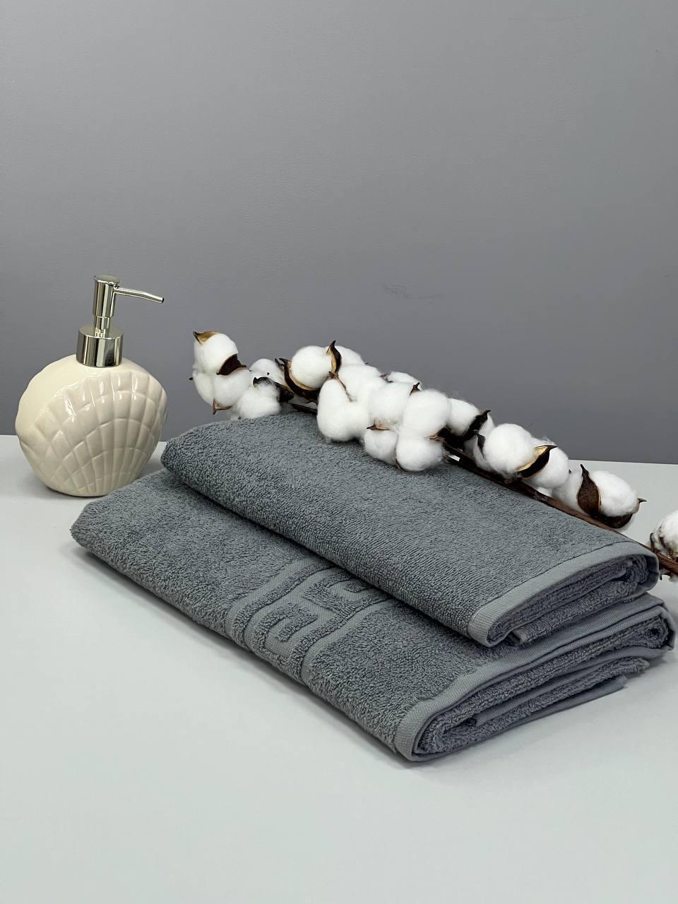 Комплект полотенец с орнаментом 100% хлопок 400 г/м2 50х90/70х140 см Серый
