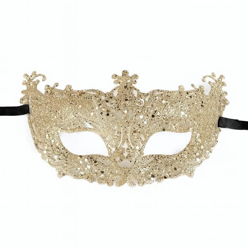 Женская венецианская карнавальная маска для глаз на завязках Золотистый (2789190693)