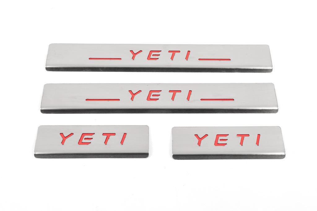 Накладки на пороги Carmos V2-RED для Skoda Yeti 2009-2017 рр. нержавіюча сталь Хром