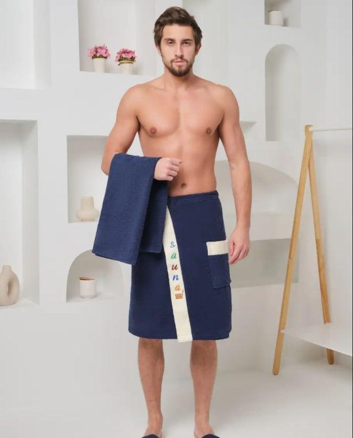 Набор полотенец мужских для сауны Махра Синий (2226882006) - фото 1 Набор полотенец мужских для сауны Махра Синий (2226882006) - фото 1