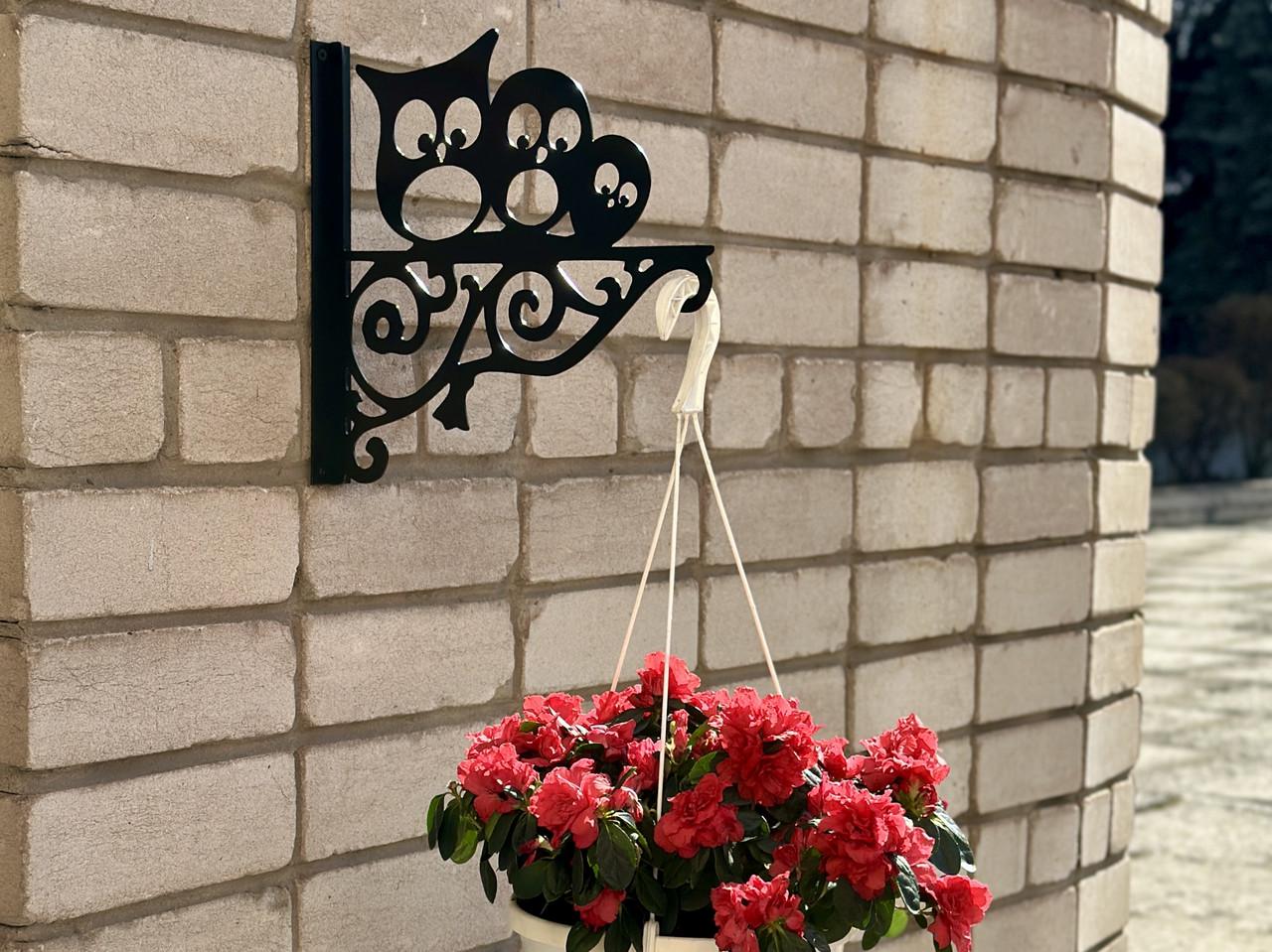 Кронштейн Совушки для кашпо с цветами метал Черный (М020) - фото 2 Кронштейн Совушки для кашпо с цветами метал Черный (М020) - фото 2