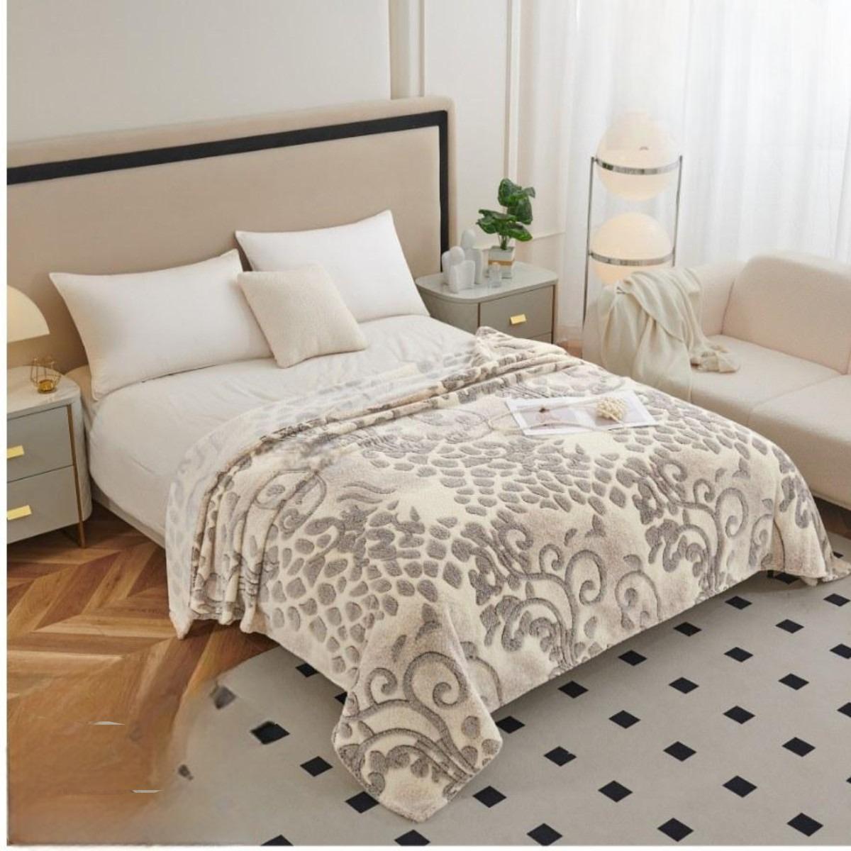 Плед-покрывало Koloco Снежок из микрофибры 200x220 см Светло-бежевый (56-49-3)