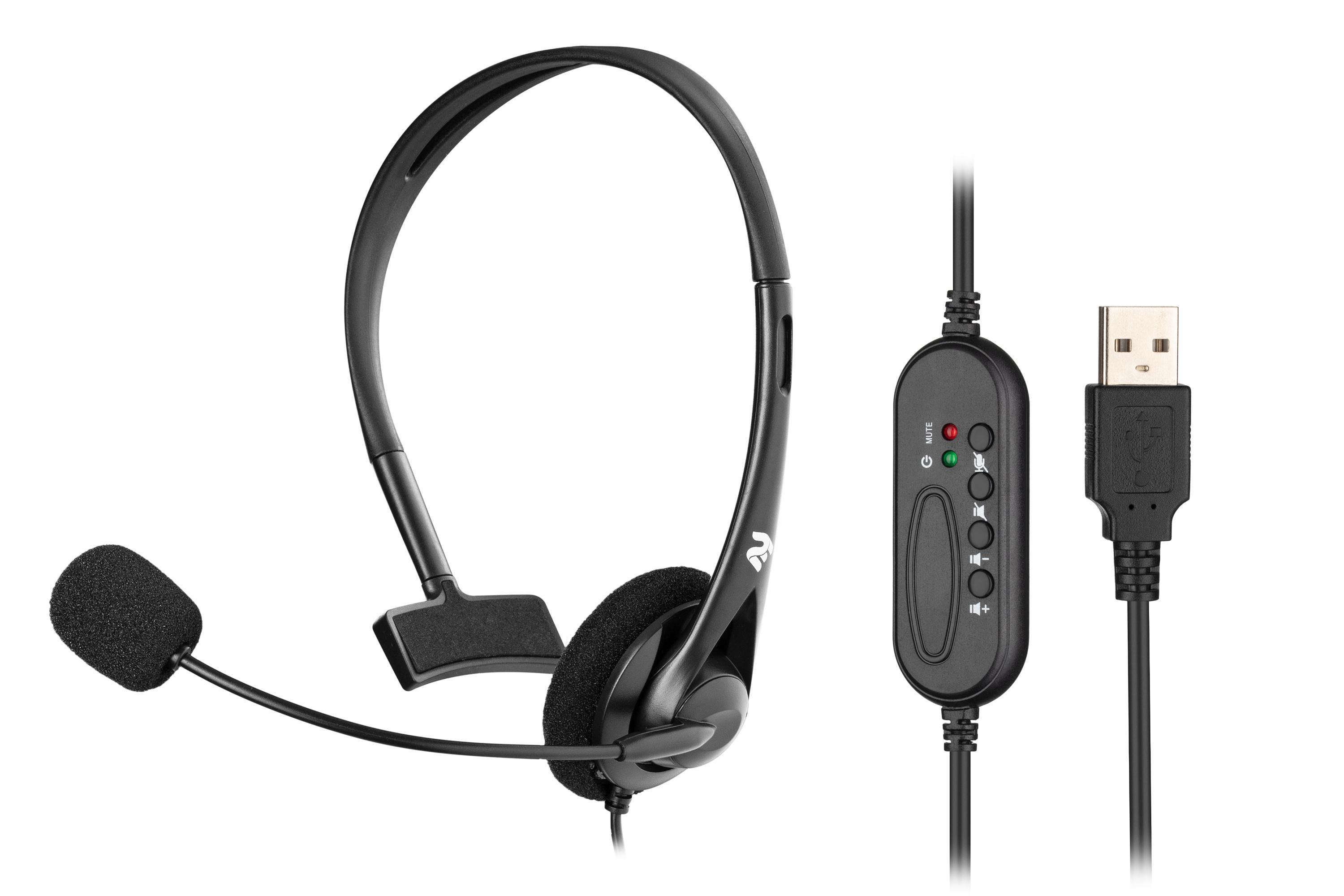 Гарнітура 2E On-ear CH11 провідна з USB мікрофон 2 м Чорний (620695)