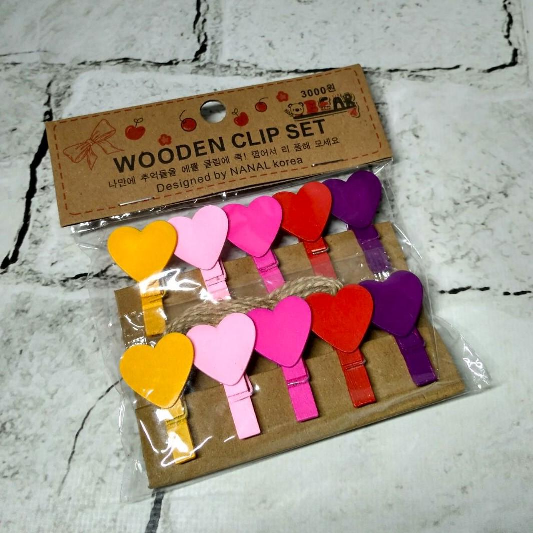 Прищепки декоративные деревянные Сердечки 3,5 см 10 шт. Разноцветный (839-1)