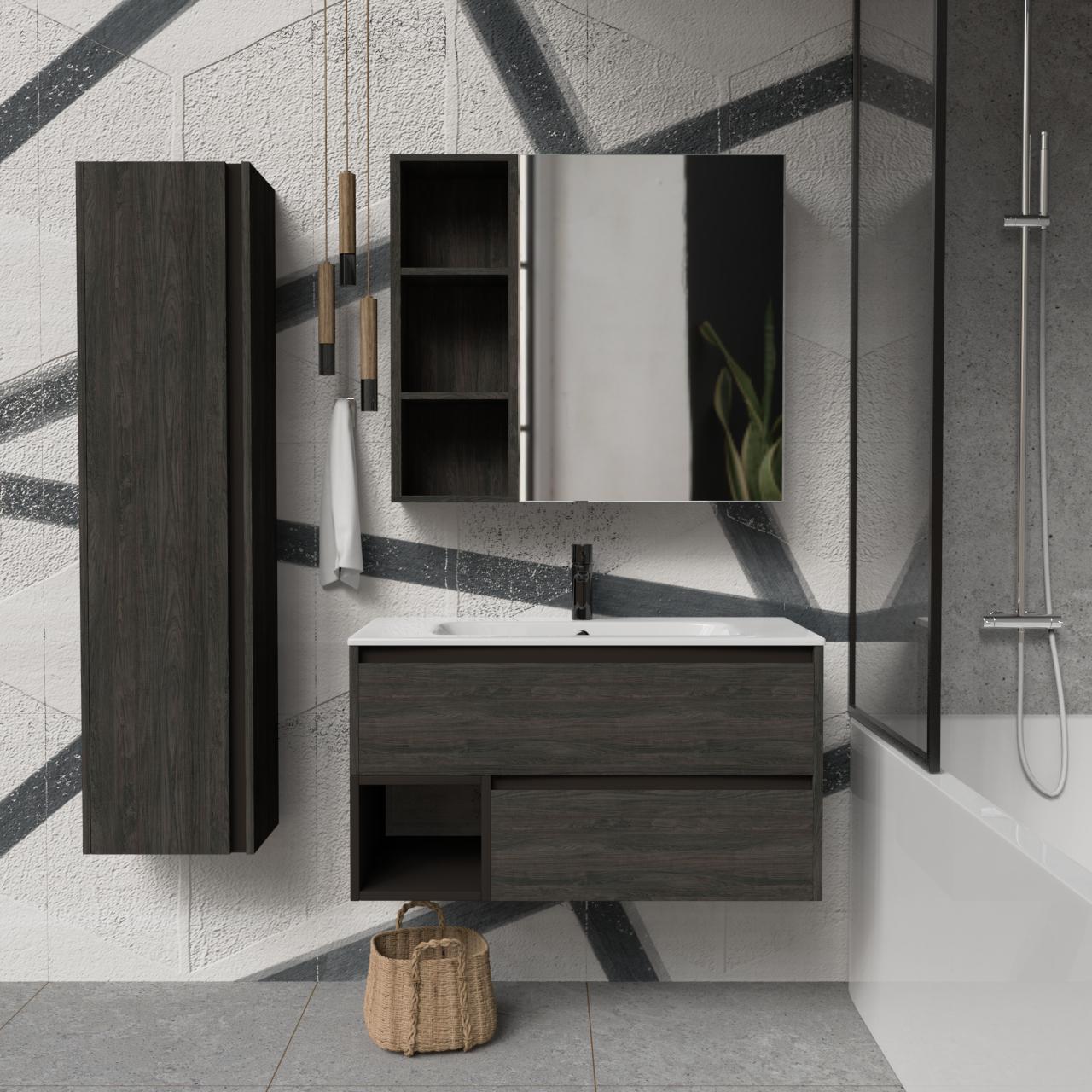 Тумба підвісна з раковиною MVK Vostok Craft 90 В2 900х450х530 мм Морське дерево Карбон (c290kb) - фото 4 Тумба підвісна з раковиною MVK Vostok Craft 90 В2 900х450х530 мм Морське дерево Карбон (c290kb) - фото 4