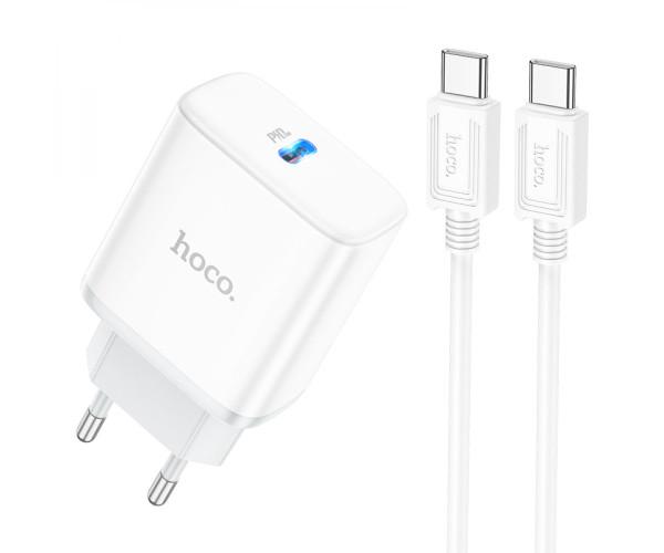 Пристрій мережевий зарядний Hoco C104A Stage single port PD20W Type-C to Type-C White