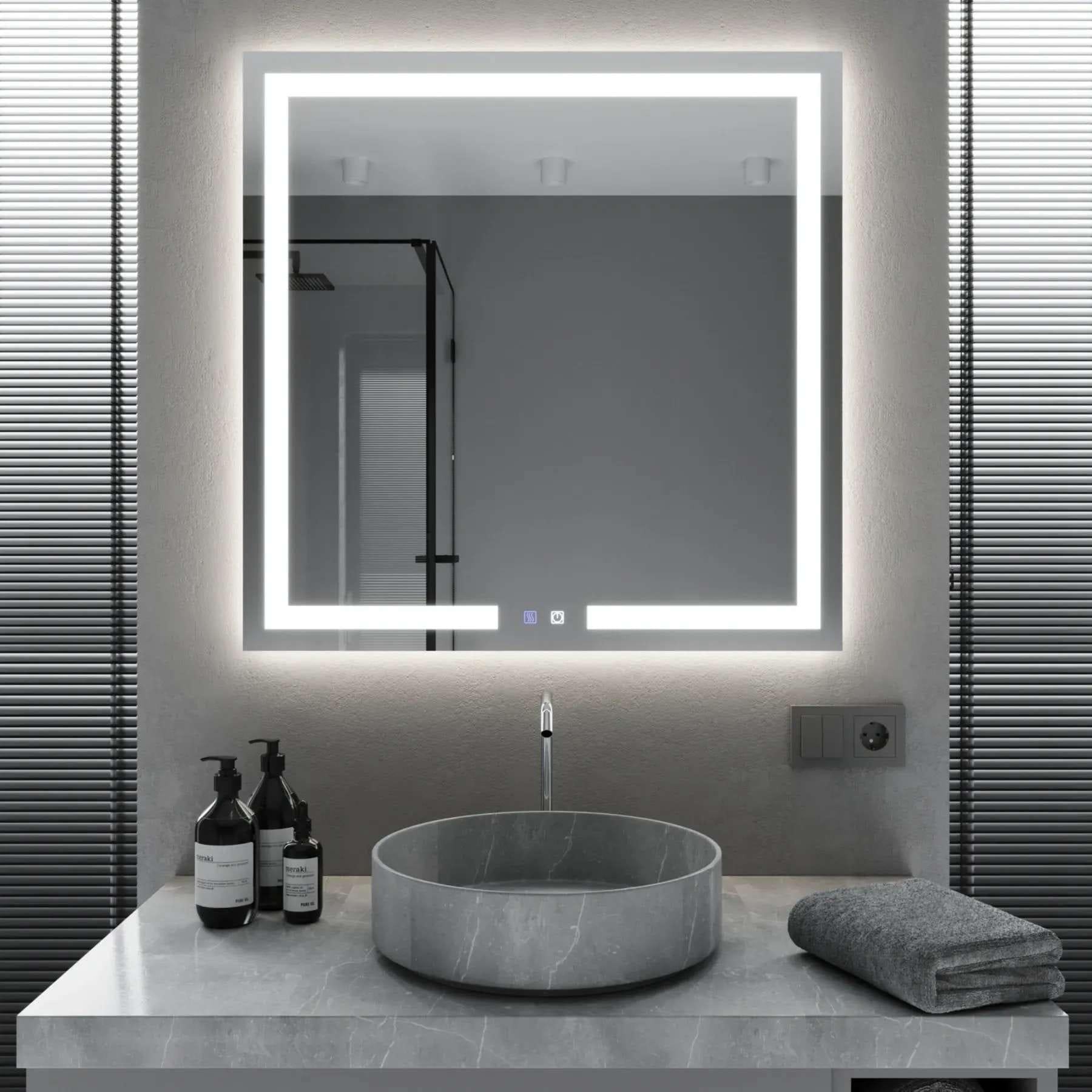 Зеркало для ванной комнаты Mironiks прямоугольное с фоновой и фронтальной LED-подсветкой 800x700 мм (FR-MRKS-309329)