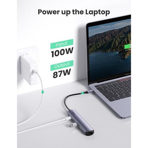 Док-станція Ugreen CM418 USB Type-C - HDMI/USB 3.0x2/RJ45/PD Сірий (10919) - фото 3