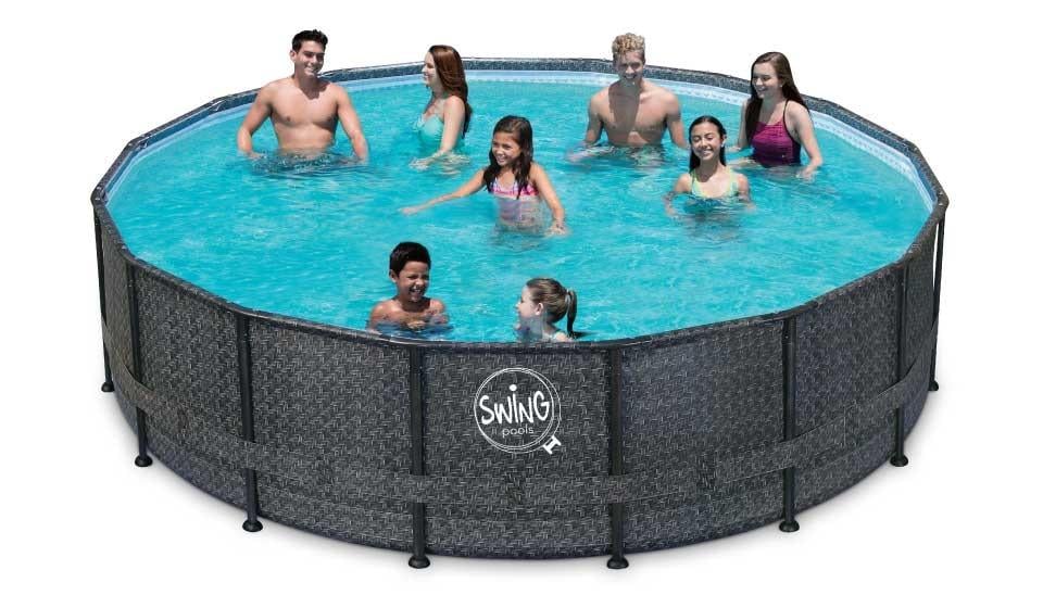 Бассейн каркасный для дома без фильтра Azuro SWING 5,49х1,32 м Wicker dark