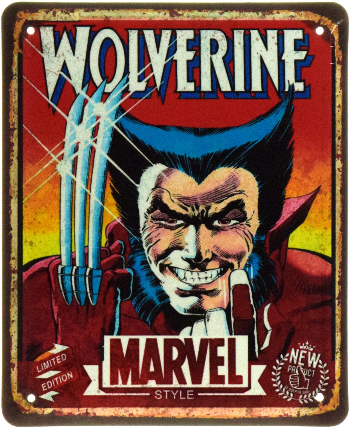 Табличка металлическая "Wolverine" 18x22 см (ms-104609)
