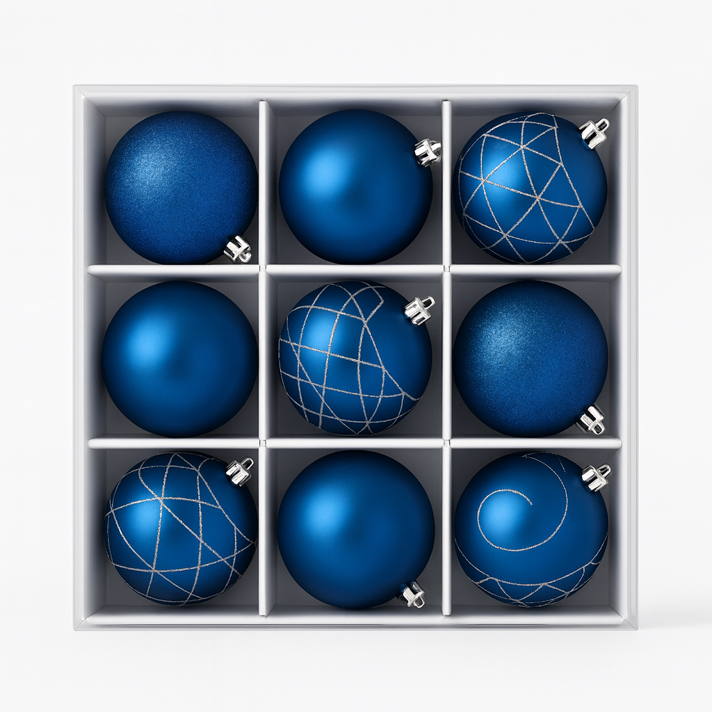 Шарики елочные новогодние Магическая-новогодняя M47876 пластиковые 8 см 9 шт. (583993)