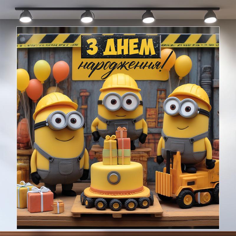 Баннер для фотозоны Миньоны 120x120 см №44145