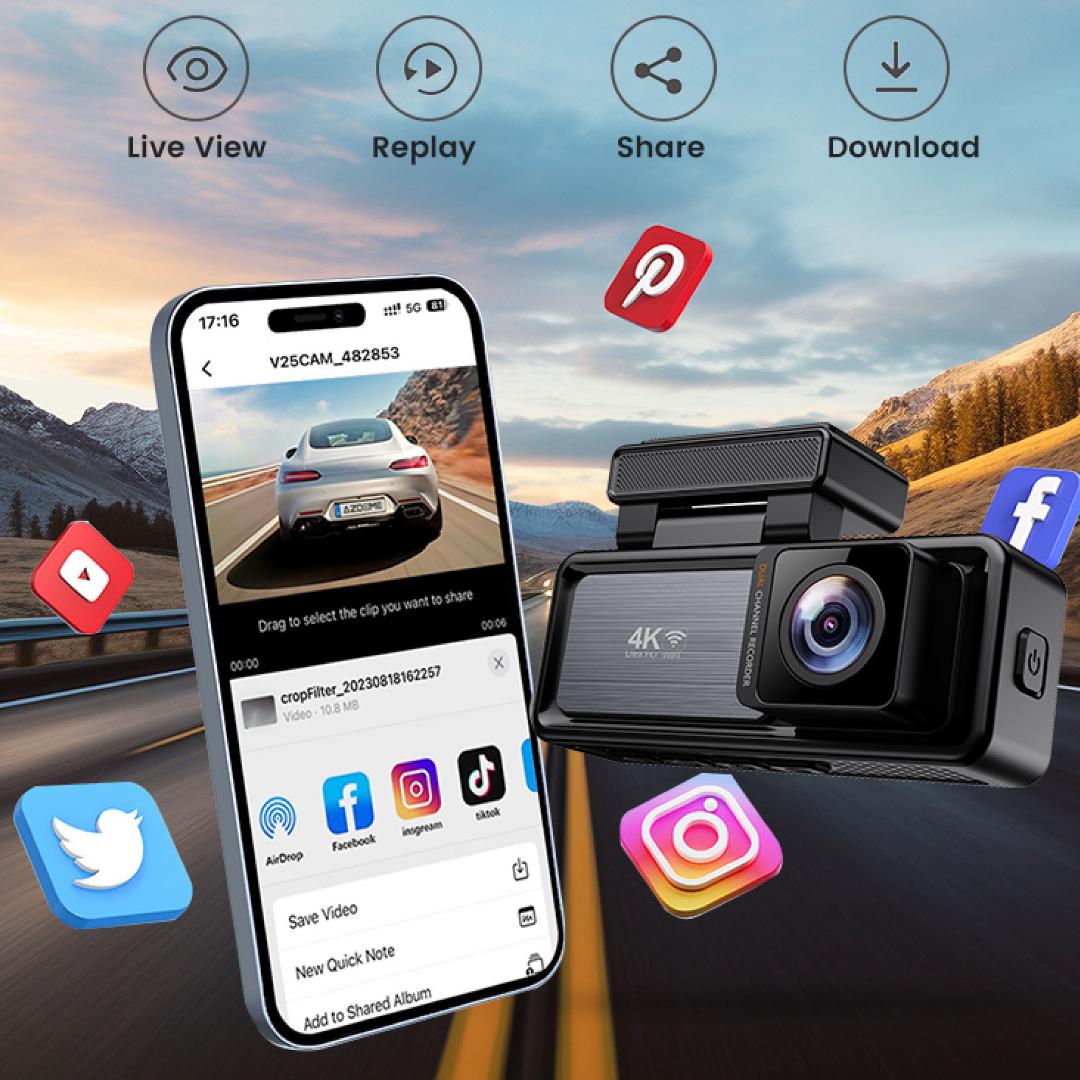 Видеорегистратор автомобильный Yikoo Fit Max X30 4K с двумя камерами Wi-Fi GPS и ночным видением - фото 3