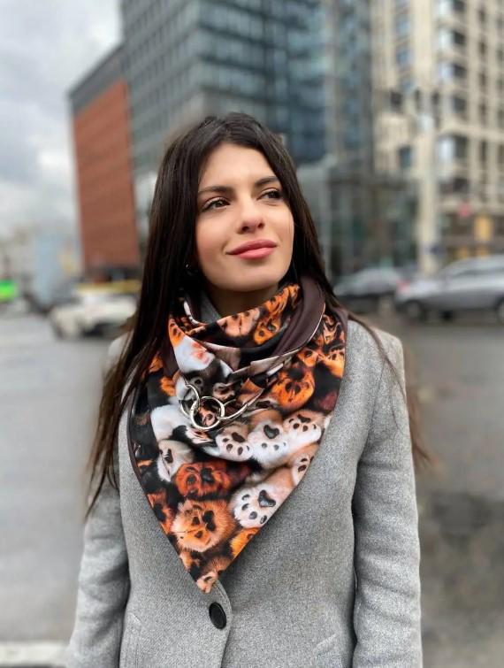 Шарф жіночий My scarf 2-сторонній Единбург на ґудзику з принтом Лапки (30569772)