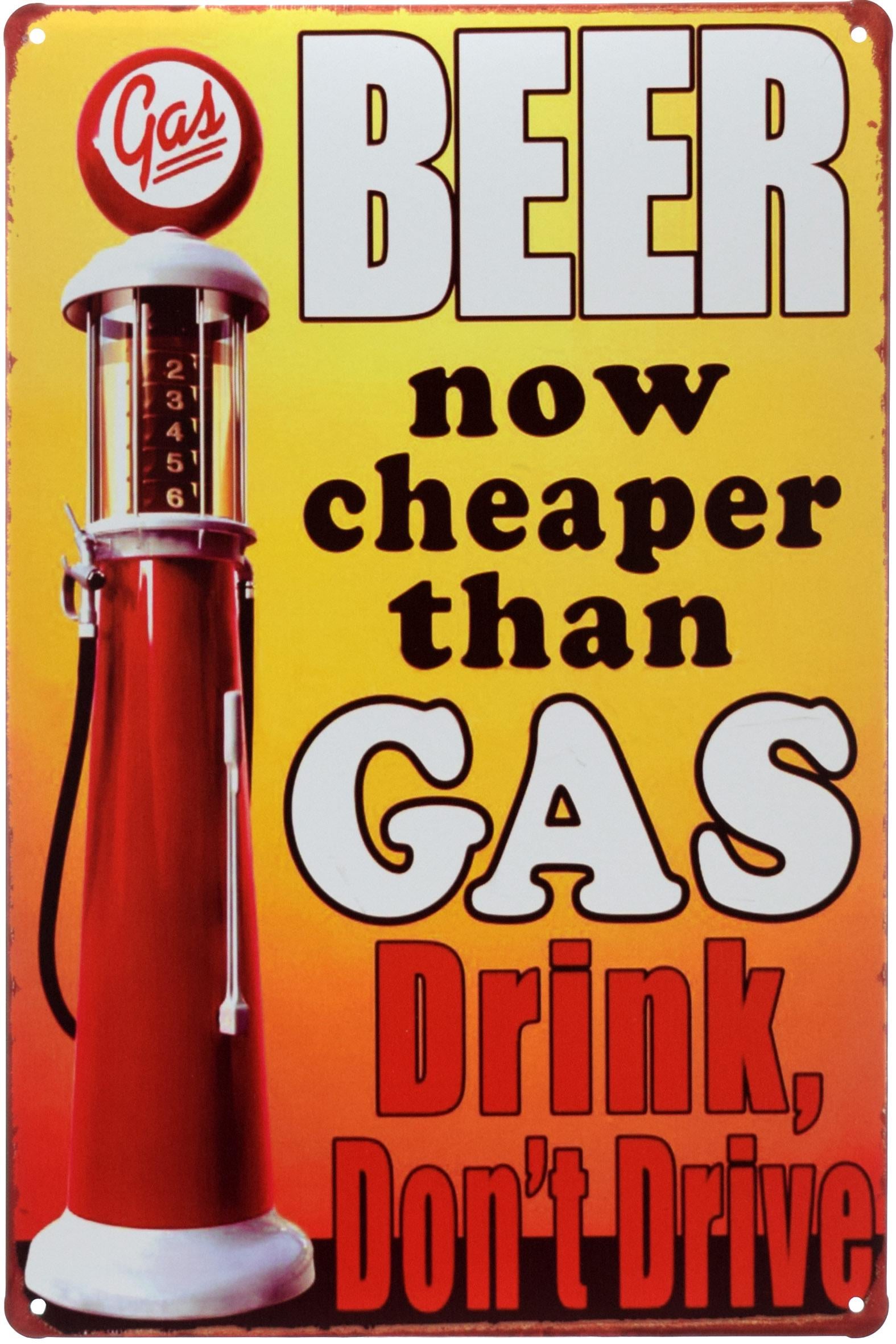 Табличка металева Пиво Тепер Дешевше Бензину, Не Поспішай/Beer Now Cheaper Than Gas Drink, Don't Drive 20x30 см