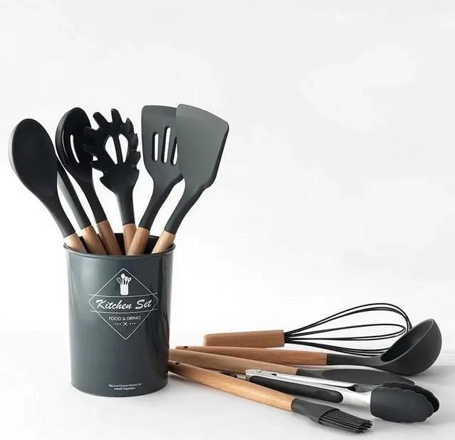 Набор кухонных принадлежностей Kitchen Set 12 предметов Черный (17998074)