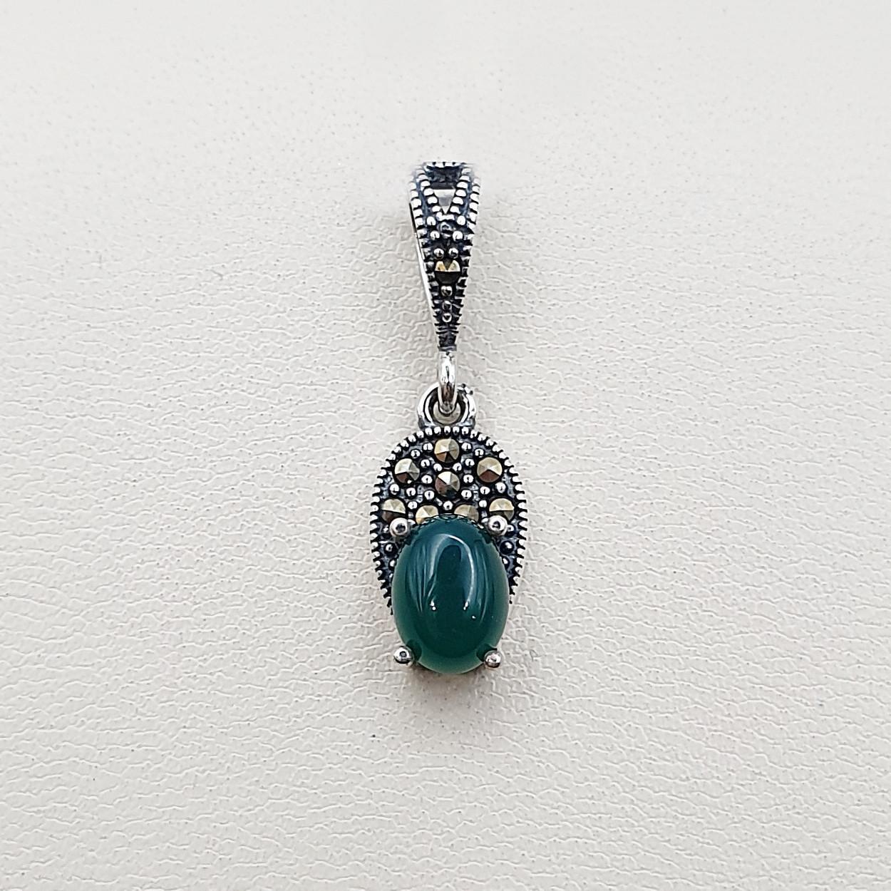 Серебряный кулон с хризопразом и марказитом 1,94 г (2668280872)