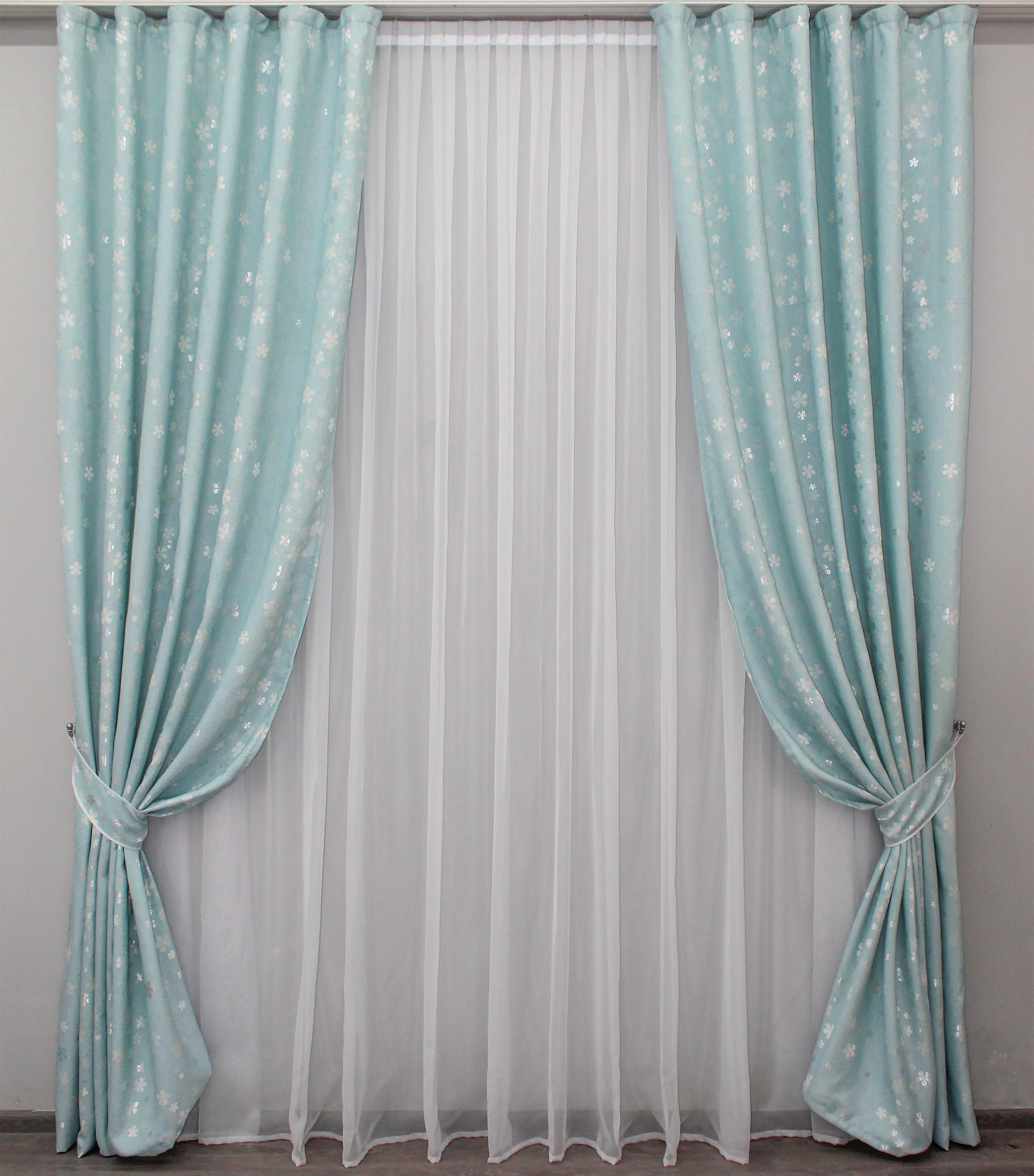 Комплект штор VR-Textil Жаккард № 1056ш 100х270 см 2 шт. Голубой (31-367)