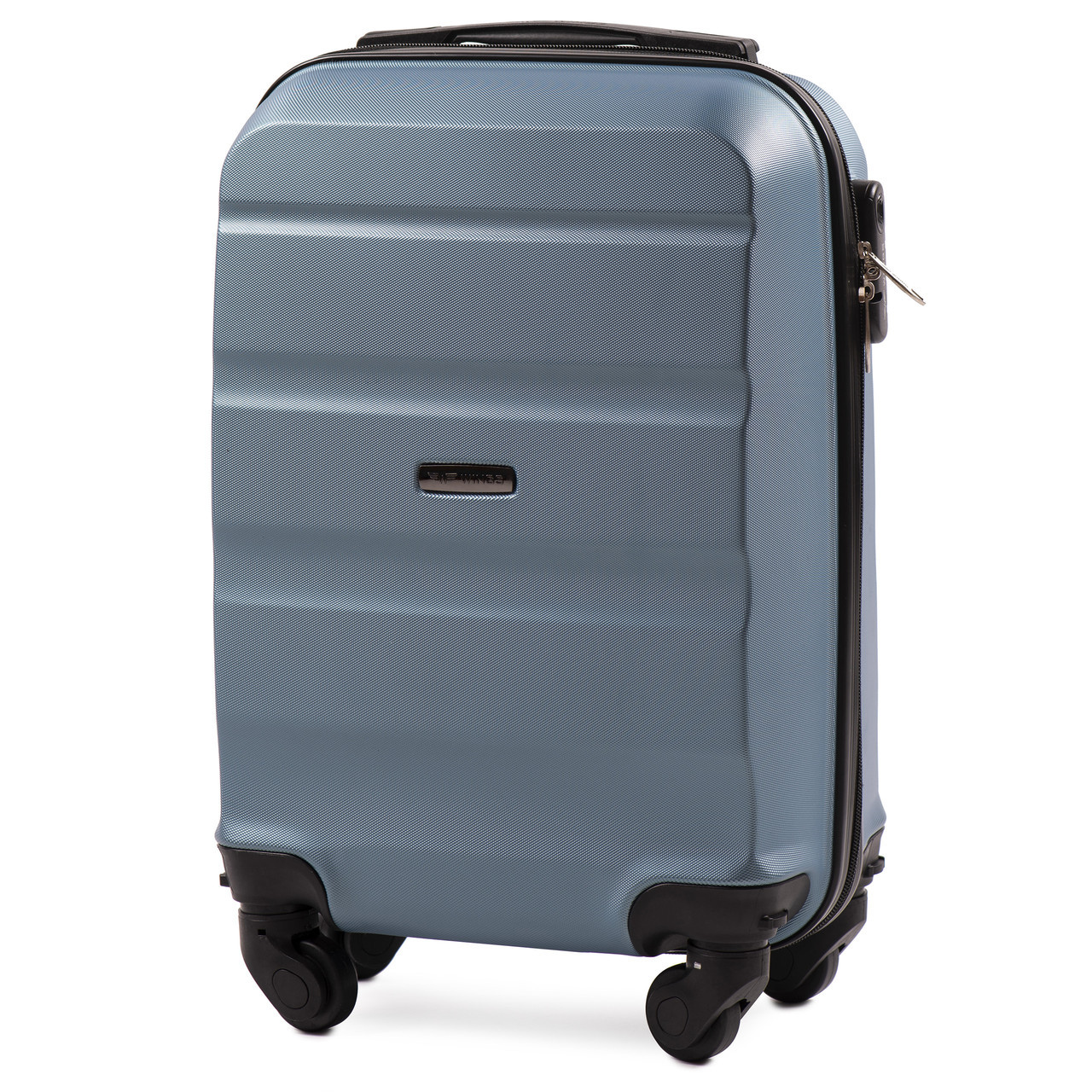 Чемодан ручная кладь Wings AT01 мини на 4 колесах 51х33х20 см Голубое серебро