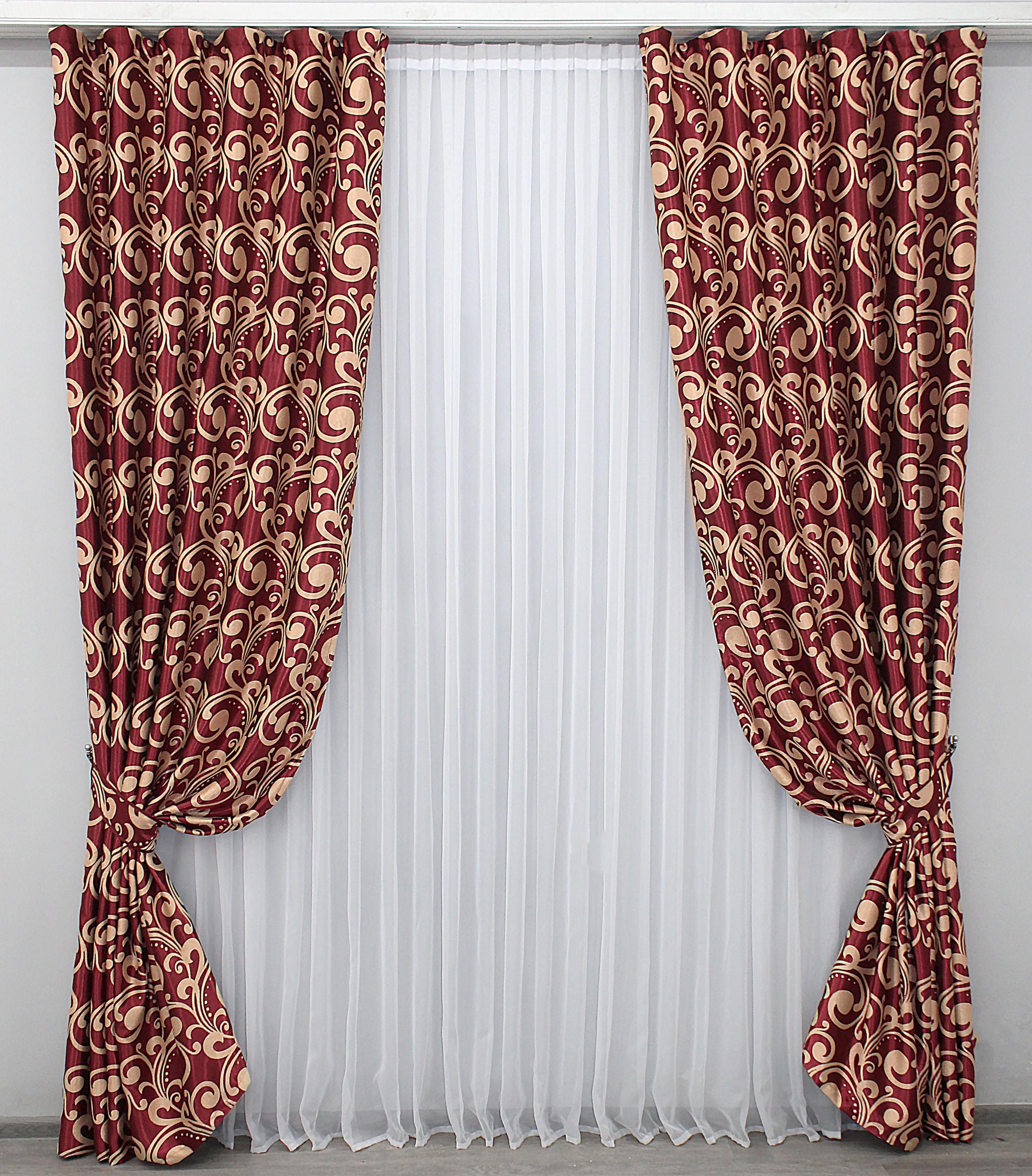 Комплект штор VR-Textil № 693ш блэкаут-софт 150х270 см 2 шт. Бордовый/Бежевый (30-478)