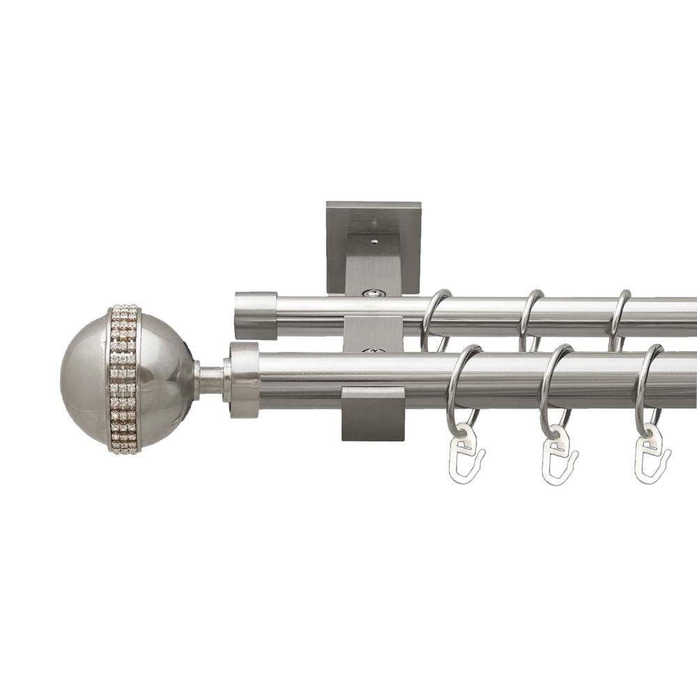 Карниз Orvit Авея металевий дворядний техно гладка труба кільце металеве 25/19 мм 160 см Нержавіюча Сталь (00-00026517)