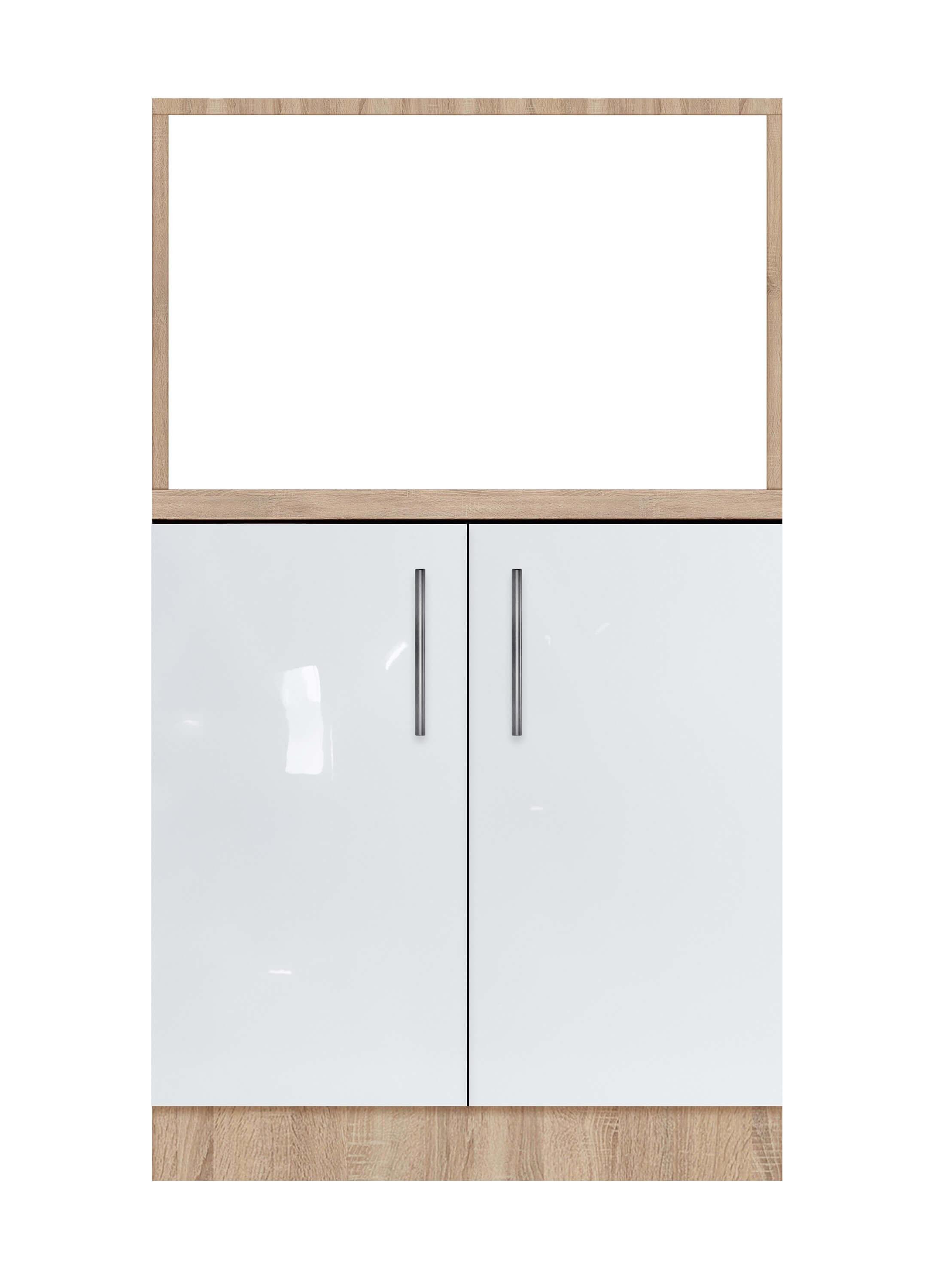 Тумба двухдверная МАКСИ-МЕБЛИ без ящиков с отделом под МВ печь со столешницей МДФ 600 Дуб сонома/Белый (73032)