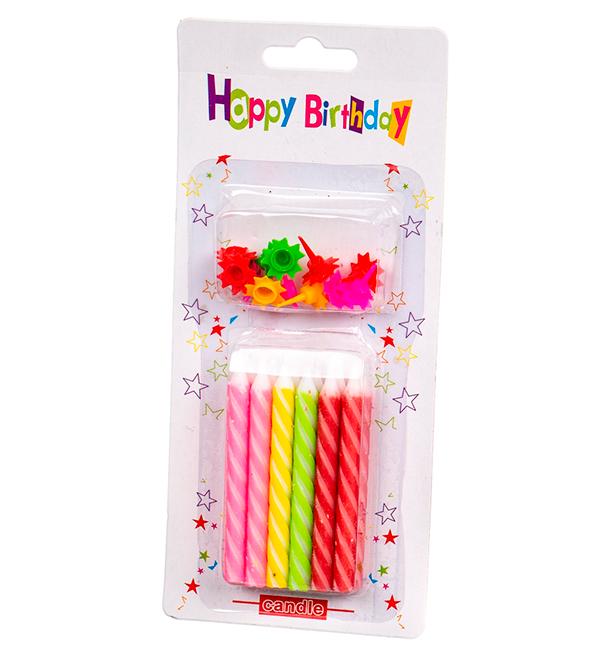 Свечи в торт Classic colorful набор 12 шт.