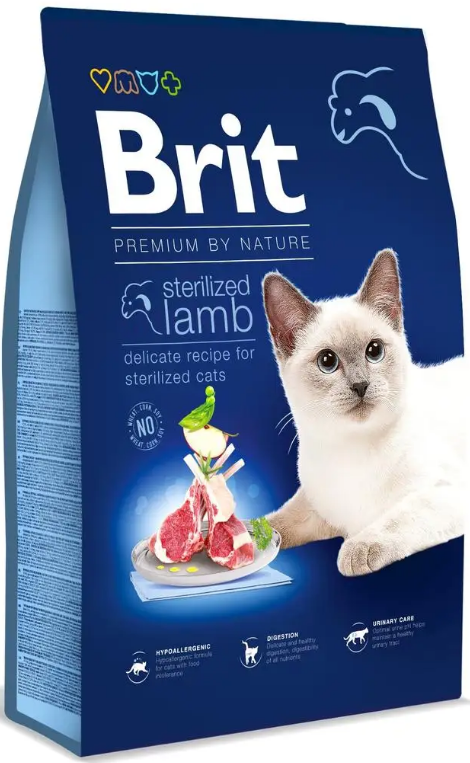 Сухой корм для стерилизованных кошек Brit Premium by Nature Cat Sterilized Lamb с ягненком 8 кг (1789932839)