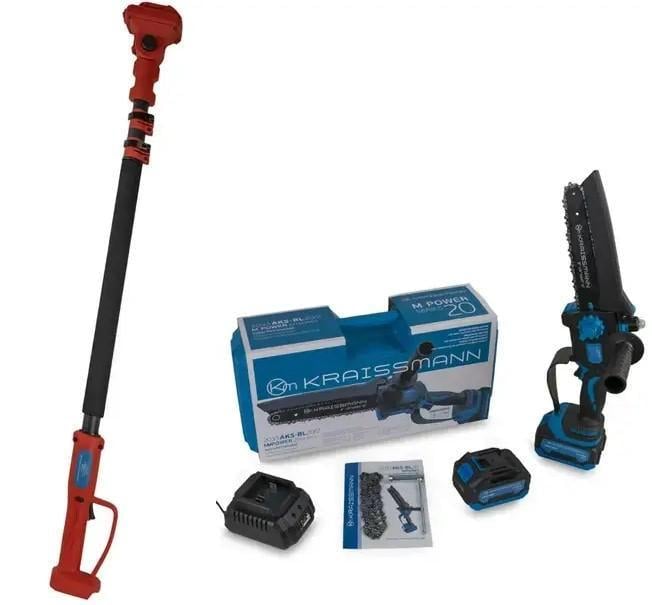 Пила цепная аккумуляторная бесщеточная KRAISSMANN 2033 AKS-BL 20/2 с удлинителем VS'2000 кейс/2 аккумулятора 4 Ач/шина 200 мм/подсветка (21498223)