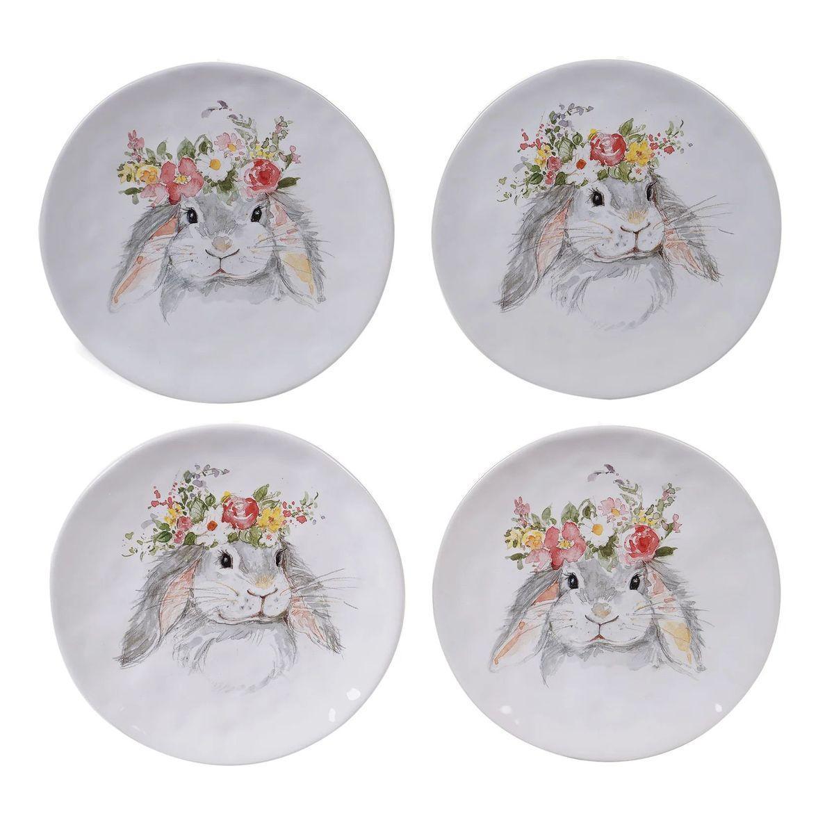 Набор тарелок десертных Certified International с рисунком Милый кролик 24 см/4 шт. Серый (23231-set) - фото 2 Набор тарелок десертных Certified International с рисунком Милый кролик 24 см/4 шт. Серый (23231-set) - фото 2