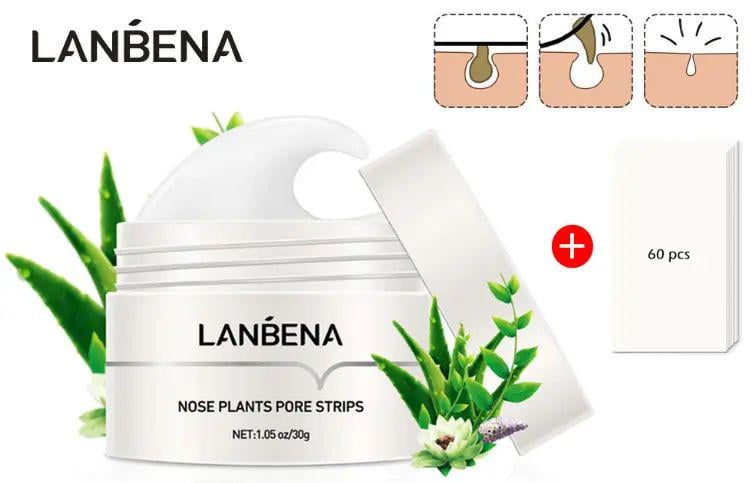 Маска для обличчя від чорних крапок LANBENA Nose Plants Pore Strips 30 г з паперовими смужками 60 шт. та пензликами для макіяжу (19329858) - фото 4