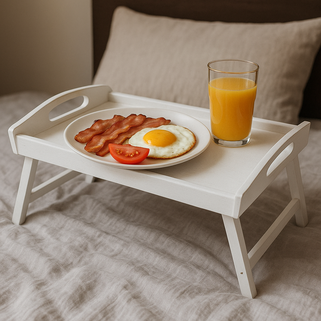 Столик-піднос складаний дерев'яний лакований 43x28x20 см Білий (7035) - фото 3