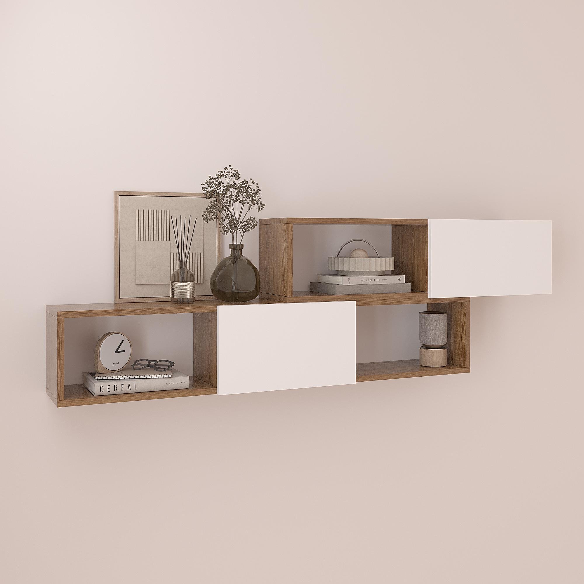 Полка навесная настенная ПК-9 460х1500х220 мм Дуб Родос/Белый