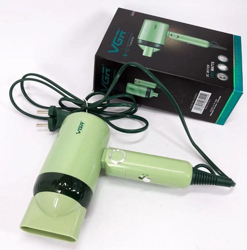 Фен складаний VGR V-421 портативний з концентраторною насадкою 1200 Вт Зелений (2390000048) - фото 6 Фен складаний VGR V-421 портативний з концентраторною насадкою 1200 Вт Зелений (2390000048) - фото 6