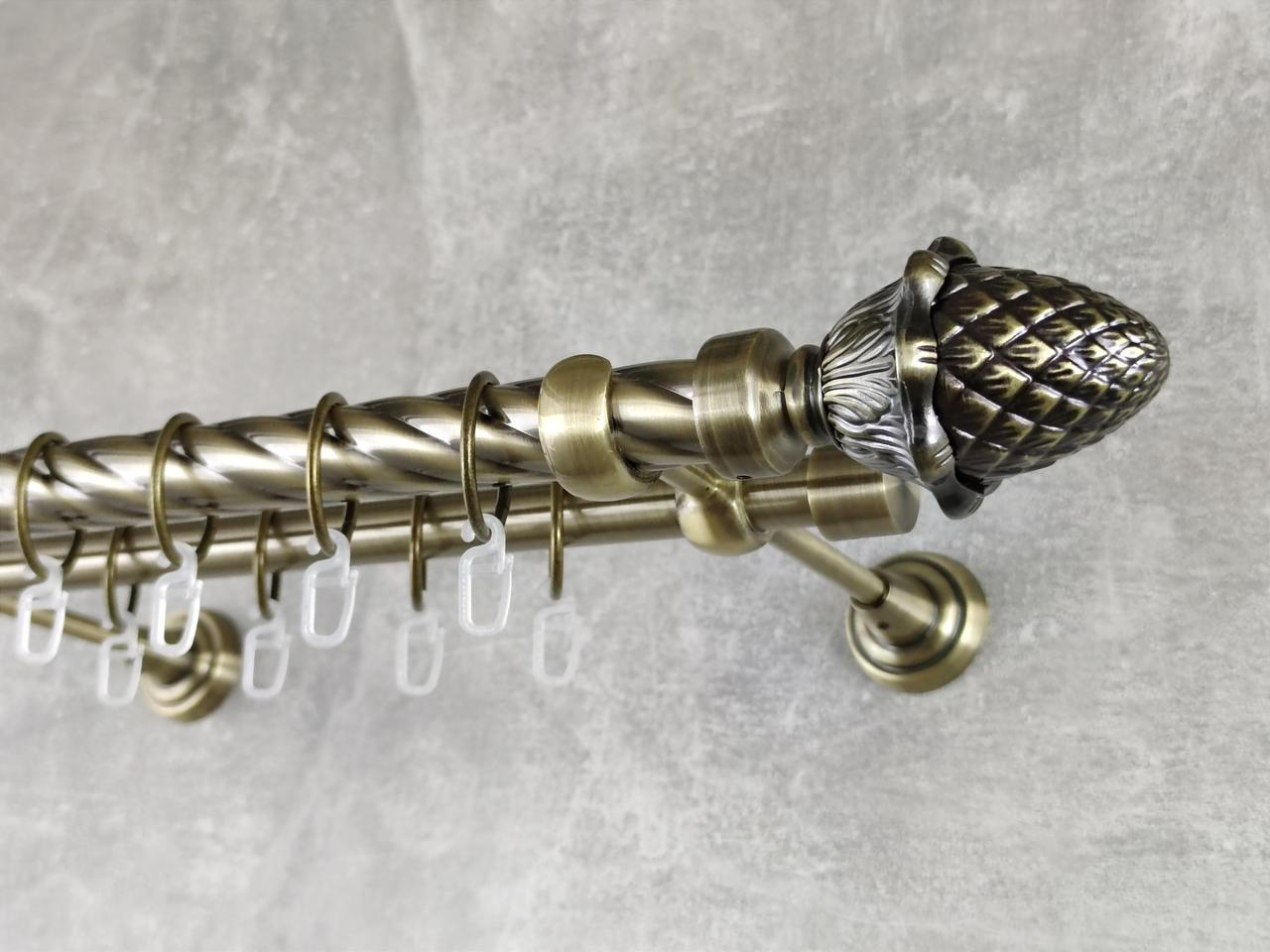 Карниз MStyle металлический для штор двухрядный Цынара 25/19 мм крученый 400 см Антик (5012577)