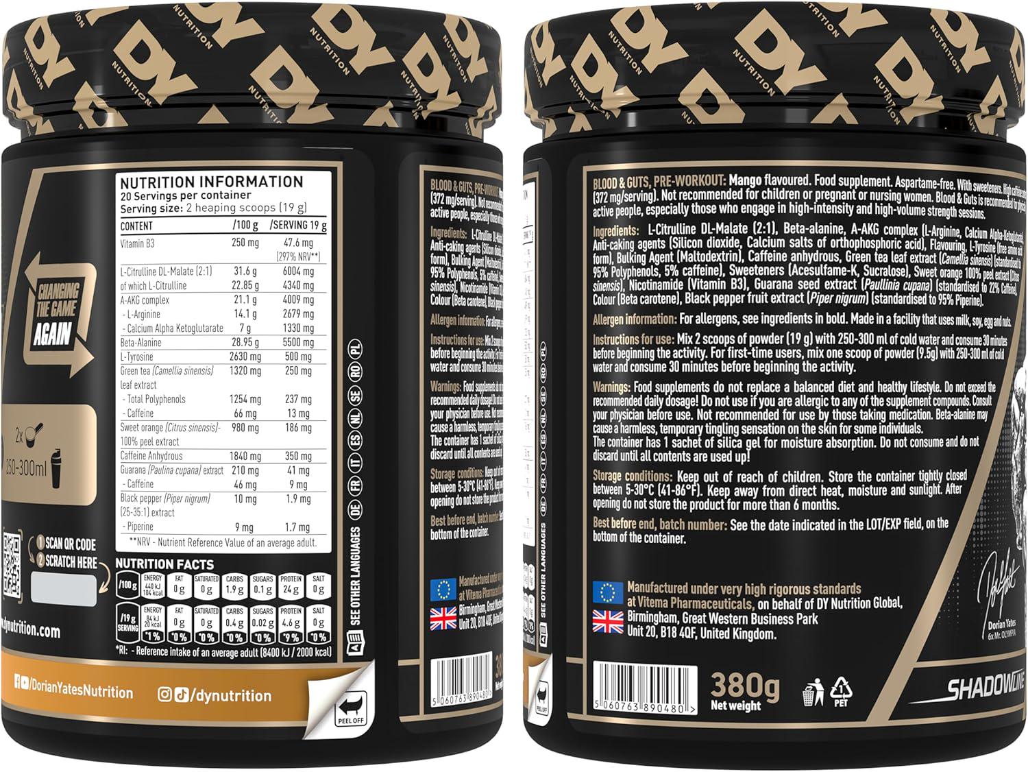 Передтренувальний комплекс Dorian Yates Nutrition BLOOD Манго 380 г - фото 2