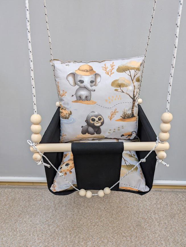 Гойдалка дитяча Happy Vita Craft Слон жираф 36х36 см Чорний (26240587) - фото 1 Гойдалка дитяча Happy Vita Craft Слон жираф 36х36 см Чорний (26240587) - фото 1
