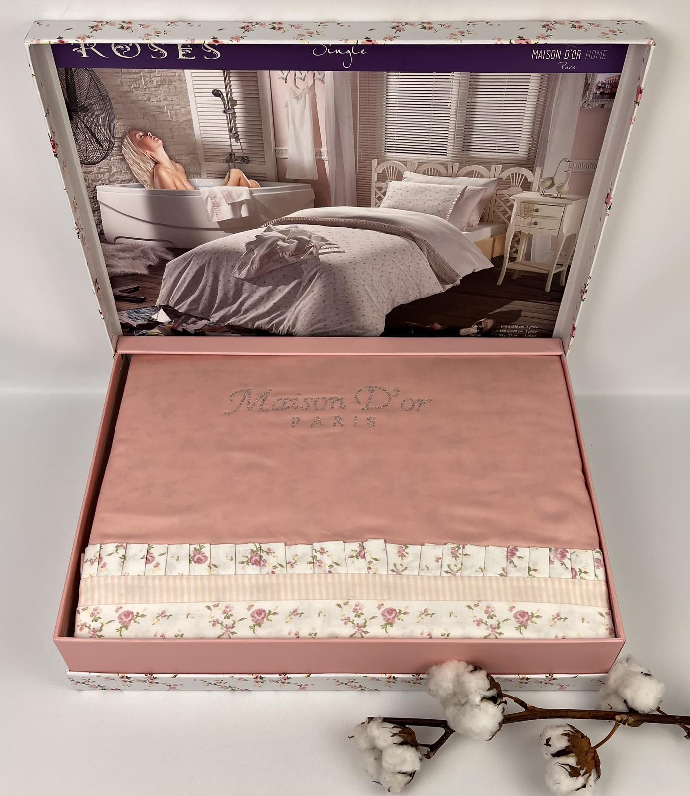 Комплект постільної білизни Maison D'or Roses Rose сатин 160х200 см (CN28009)