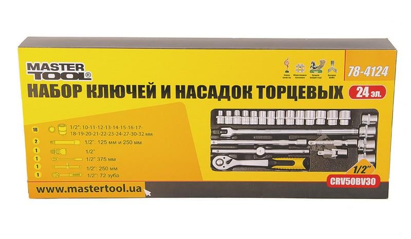 Набір насадок торцевих Mastertool Profi CrV 1/2 10-32 мм 24 шт. (78-4124) - фото 2