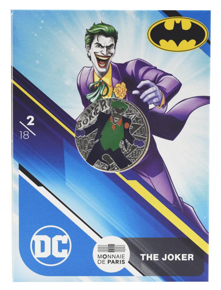 Коллекционная монета Франция 10 евро 2025 серебро UNC Комиксы DC-2/18-The Joker-Джокер (М24202)