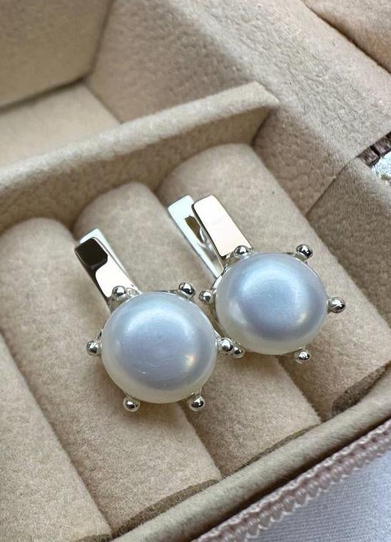 Сережки Айва срібло 925 з золотими напайками і перлиною (3016522826)