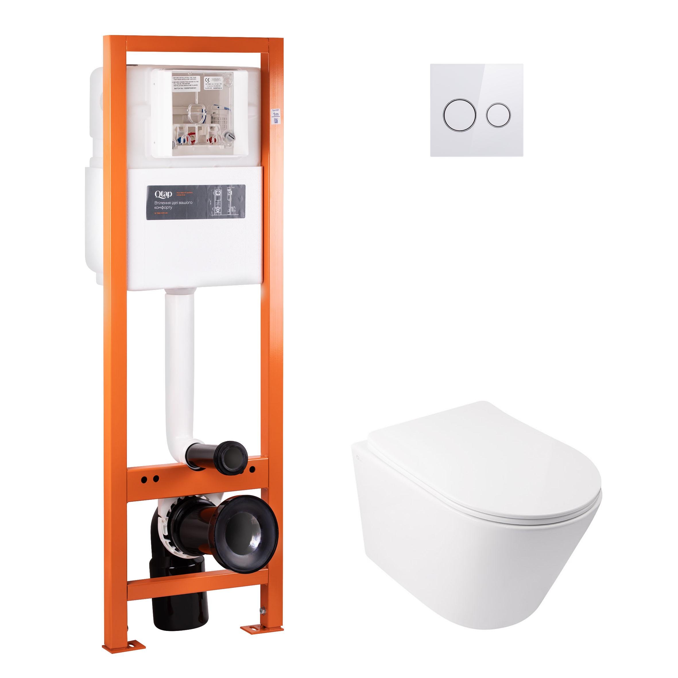 Комплект инсталляции Q-tap Nest QT16335178W0233M370P01V1176W с унитазом кнопка Белый (124714)