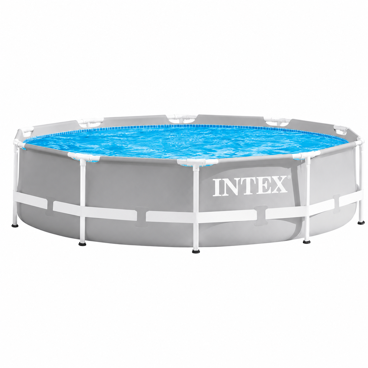 Бассейн каркасный круглый Intex Prism Frame с трехслойной ПВХ-чашей 305х76 см 4485 л Серебристо-серый