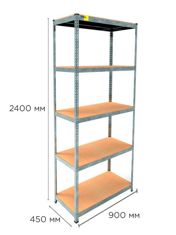 Стеллаж металлический MRL-2400 полочный 900x450 мм с 5 полками с нагрузкой 500 кг Оцинкованный - фото 2