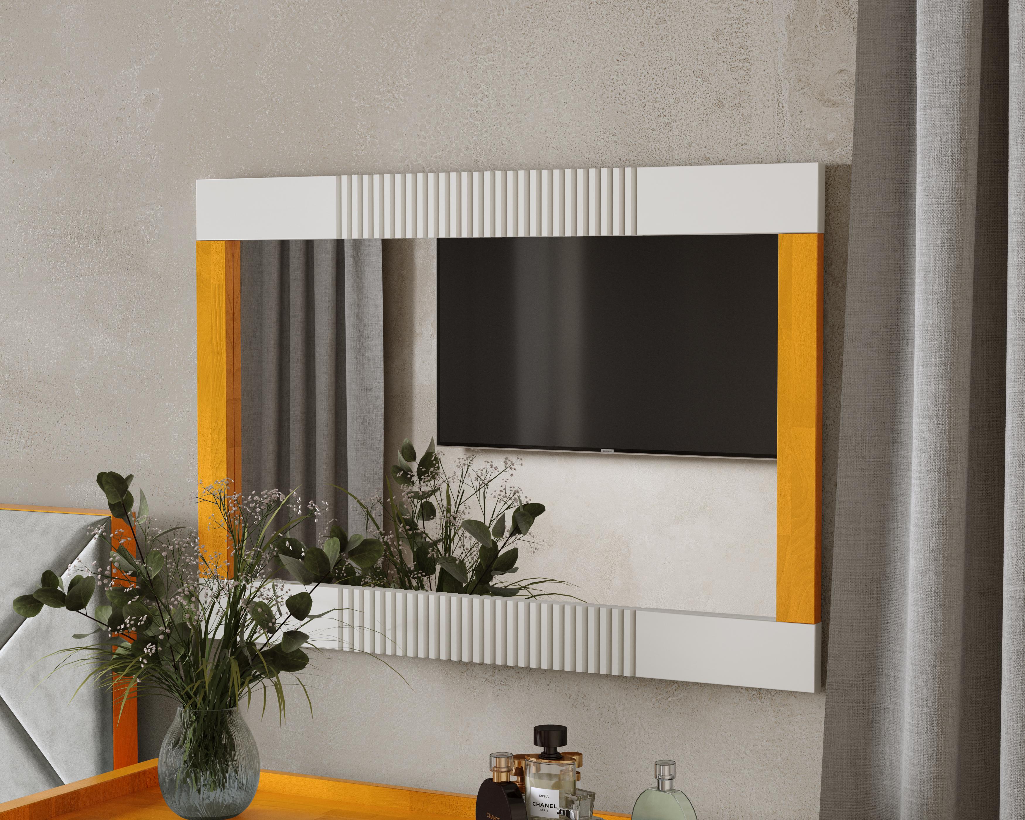 Зеркало настенное Arbor Drev Модерн натуральное дерево бук Ольха/Белый