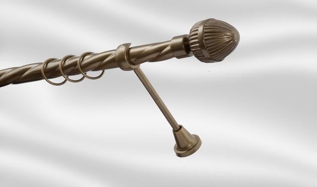 Карниз для шторы Plastidea Одеон металлический одинарный витой с крючками D 25 мм 300 см Антик