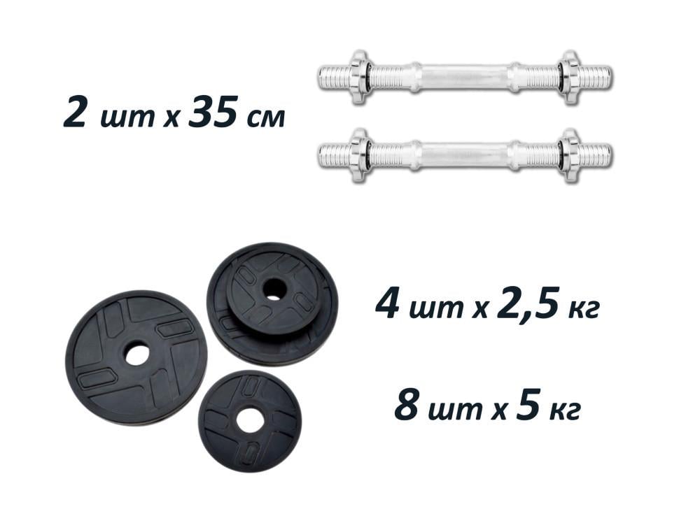 Гантели наборные обрезиненные Rn-Sport 26 кг 2 шт. (2764274518) - фото 2
