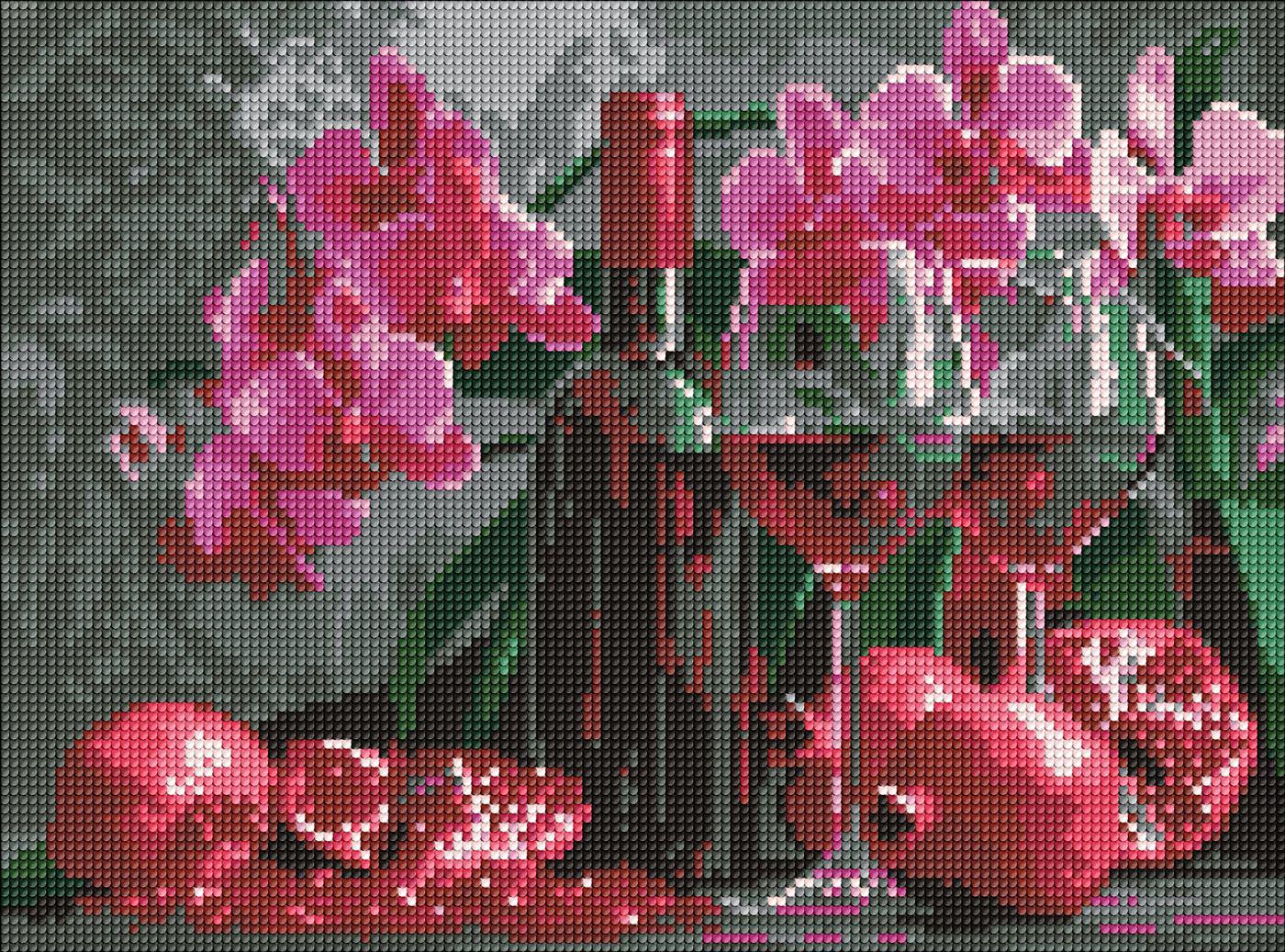 Набір з алмазною мозаїкою Ideyka Вино та орхідеї AMO8118 на підрамнику 30x40 см (MTT-196048)