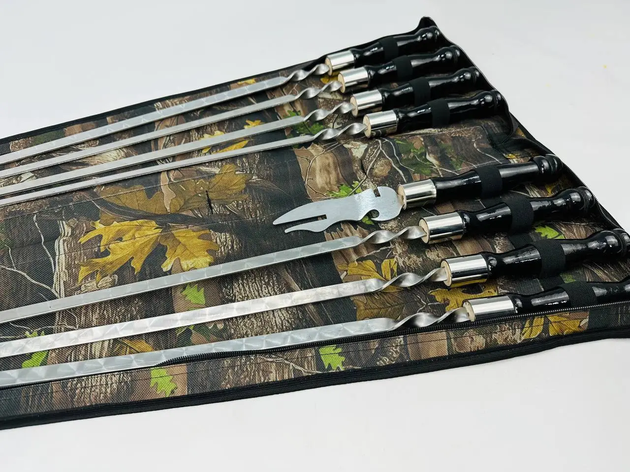 Набір шампурів у чохлі комбінований Блек 7 шт. вилка-ніж з нержавіючої сталі (2-10-NB-2276) - фото 3